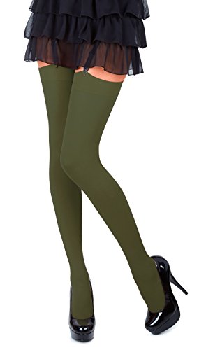 Romartex Mikrofaser 40 DEN Strapsstrümpfe in vielen Farben und Größen, XL, olivgrün von Romartex