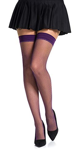 Romartex Netzstrümpfe mit glatte Gummiband, L, violett von Romartex