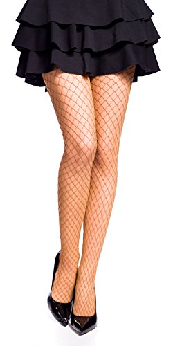 Romartex trendy grobmaschige Netzstrumpfhose in 6 Farben, M/L, beige von Romartex