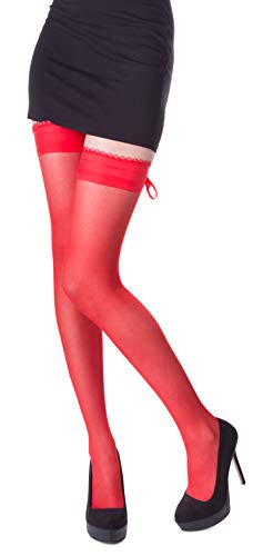 verlockend geschnürte Strümpfe mit Band, 20 DEN, L, rot von Romartex