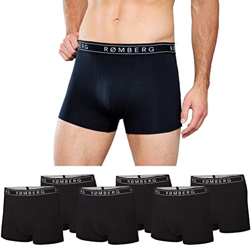 Romberg Herren Boxershorts 6er Pack (Schwarz mit Schriftzug, 4XL) von Romberg