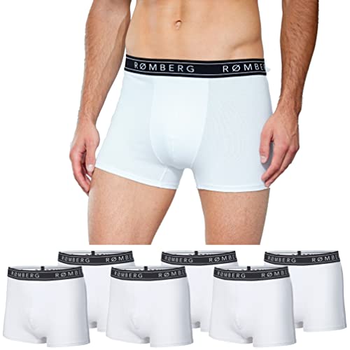 Romberg Herren Boxershorts, 6er Pack (Weiß mit Schriftzug, M) von Romberg