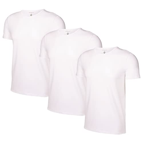 Romberg Herren Unterziehshirt 3er Pack aus Bio-Baumwolle, Slim fit - eng anliegend, ohne kratzenden Zettel, nachhaltig (weiß Rundhals, L) von Romberg