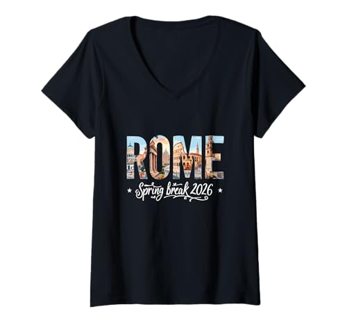 Damen Rom Italien Rom Italien Frühlingsferien 2026 Urlaubsreisen T-Shirt mit V-Ausschnitt Damen Rom Italien Rom Italien Frühlingsferien 2026 Urlaubsreisen T-Shirt mit V-Ausschnitt von Rome Italy Travel SPRING BREAK 2026