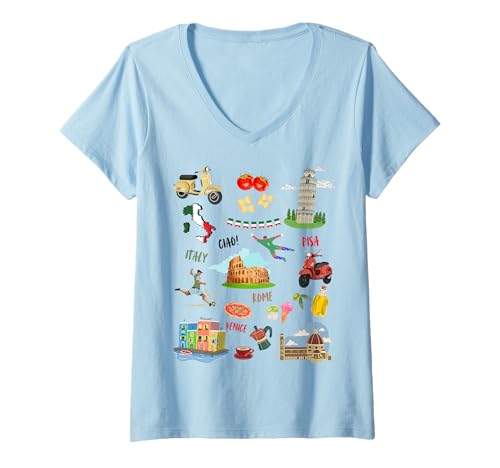 Damen Kinder Italien Souvenir Rom Venedig Pisa Fußball Kleinkinder Jungen T-Shirt mit V-Ausschnitt von Rome Italy youth European Cities Souvenir Girls