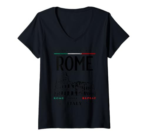 Damen Rom Italien Historisches antikes Denkmal T-Shirt mit V-Ausschnitt von Rome Travel Souvenirs Outfits