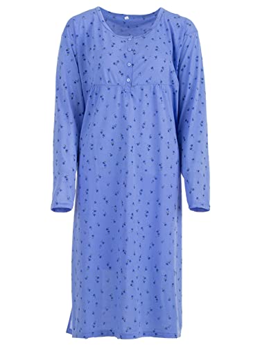 Lucky Damen Nachthemd Langarm Schlafshirt Großen Größen Übergröße 3XL-6XL, Größe:3XL, Farbe:Blau von Romesa