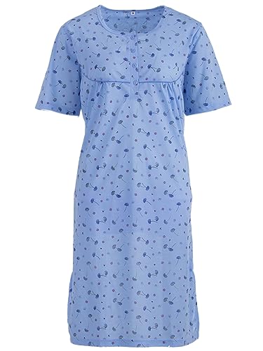 Romesa Damen Nachthemd Kurzarm Schlafshirt Frühjahr Sommer Größe M L XL XXL, Größe:L, Farbe:Blau von Romesa