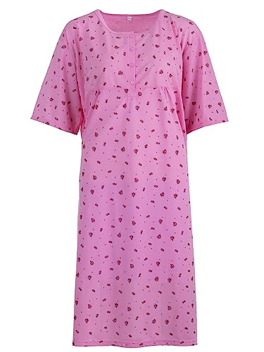 Romesa Damen Nachthemd Kurzarm Übergröße Schlafshirt Größe 3XL-6XL, Größe:3XL, Farbe:Rosa von Romesa