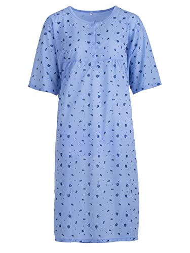 Romesa Damen Nachthemd Kurzarm Übergröße Schlafshirt Größe 3XL-6XL, Größe:4XL, Farbe:Hellblau von Romesa