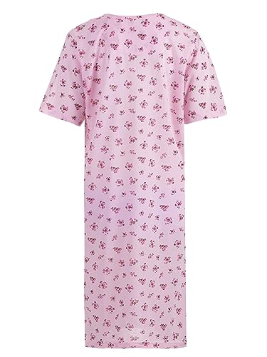 Romesa Damen Nachthemd kurzärmelig Schlafshirt Sommer Größe M L XL XXL, Größe:M, Farbe:Rosa von Romesa