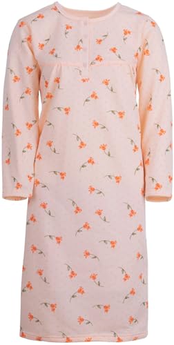 RomesaThermo Nachthemd Damen Langarm VeilchenKnopfleiste M-2XL Baumwollmix, Farbe:apricot, Größe:XXL von Romesa
