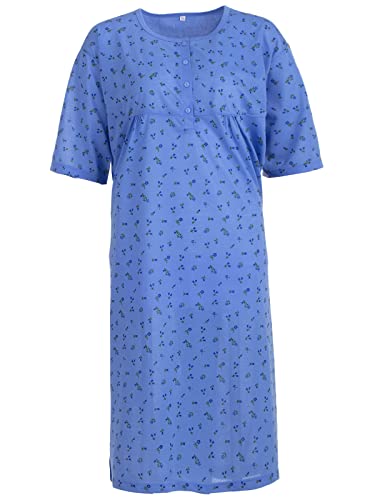 Romesa Nachthemd Damen Kurzarm Große Größen Knöpfe Romantisch Schlafshirt 3XL-6XL, Farbe:hellblau, Größe:3XL von Romesa