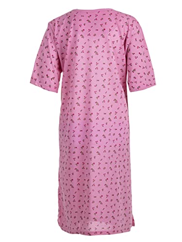 Romesa Nachthemd Damen Kurzarm Große Größen Knöpfe Romantisch Schlafshirt 3XL-6XL, Farbe:rosa, Größe:6XL von Romesa