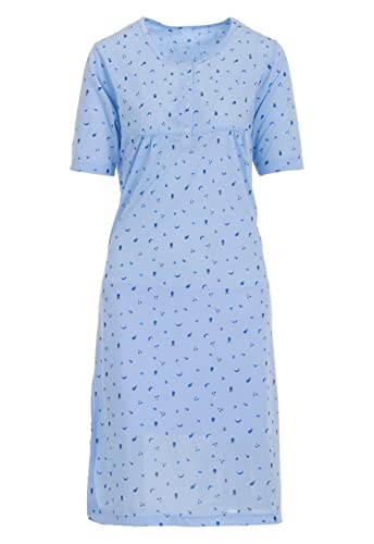 Romesa Damen Nachthemd Kurzarm floraler Druck Blumen, Größe:XL, Farbe:Blau von Romesa