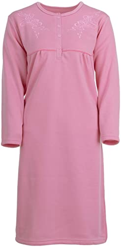 Romesa Thermo Damen Nachthemd Langarm angeraut Herbst Winter Größe M-XXL, Größe:XL, Farbe:Rosa von Romesa