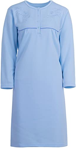 Romesa Thermo Damen Nachthemd Langarm angeraut Herbst Winter Größe M-XXL, Größe:XL, Farbe:Blau von Romesa