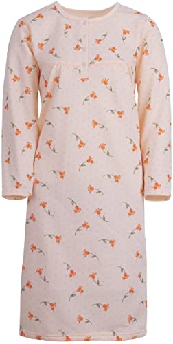 Romesa Thermo Nachthemd mit Blumendruck, Farbe:apricot, Größe:M von Romesa