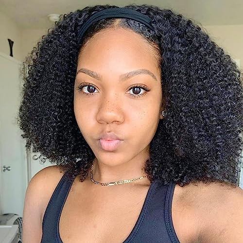 Human Hair Wigs Curly Hair 10A Headband Wigs For Women 20 Inch Glueless None Lace Front Wig 180% Density Brazilian Curly Wave Half Wig von Romface