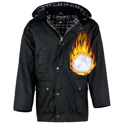 Romneys Gefütterte Englische Wachsjacke Country – Winterjacke für Damen & Herren | Warm wattiert, wind- & wasserdicht | Robuste Outdoor- und Regenjacke mit Kapuze von Romneys