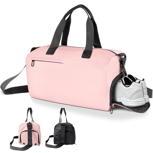 Romon Sporttasche Reisetasche, Sporttaschen Sportbeutel Schwimmtasche Trainingstasche mit Schuhfach Nassfach für Sport, Fitness, Reisen, Badetasche, Gym Bags Travel Bag für Damen Herren, Rosa von Romon