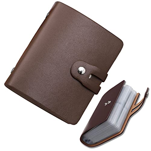 RFID-Kreditkartenhalter, Leder Visitenkarten- und Kreditkarten-Organizer mit Führerschein, Kreditkartenschutz mit 60 Kartenfächern, um mehrere Karten vor Verlust oder Beschädigung zu schützen, braun, von Romozi