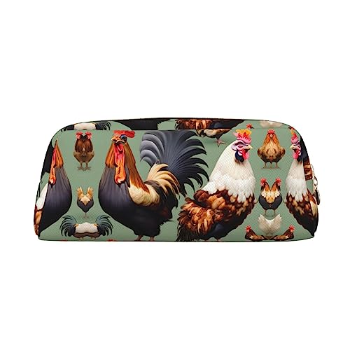 Hahn und Huhn Exquisite Leder Federmäppchen - Modische Kleine Tasche Multifunktionale Schreibwaren Tasche Metall Reißverschluss Dreidimensionale Federmäppchen, gold, Einheitsgröße, Schulranzen-Set von Romuka