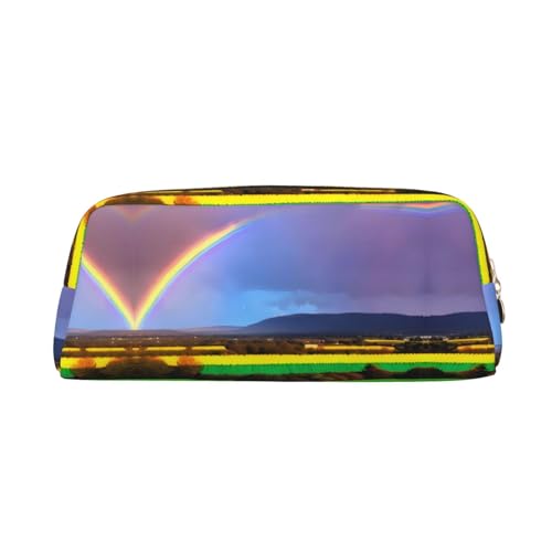 Romuka Abend Regenbogen Exquisite Leder Federmäppchen - Modische Kleine Tasche Multifunktionale Schreibwaren Tasche Metall Reißverschluss Dreidimensionale Federmäppchen, gold, Einheitsgröße, von Romuka