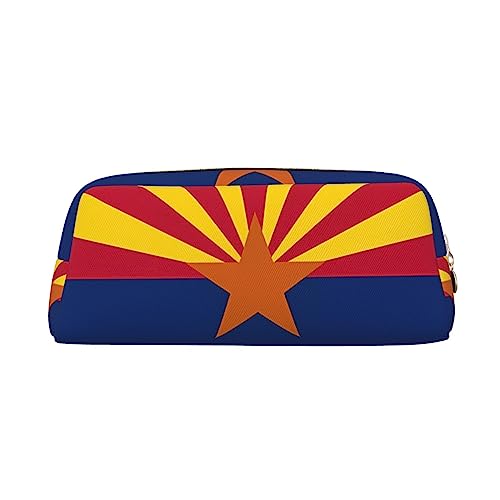 Romuka Arizona Flag Exquisite Leder Federmäppchen - Modische Kleine Tasche Multifunktionale Schreibwaren Tasche Metall Reißverschluss Dreidimensionale Federmäppchen, gold, Einheitsgröße, von Romuka