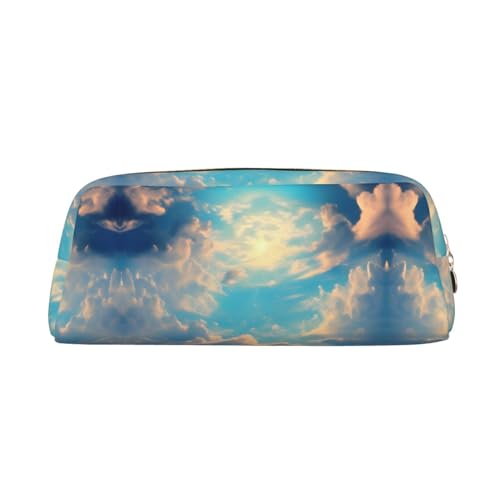 Romuka Cloudy Sky Exquisite Leder Federmäppchen - Modische Kleine Tasche Multifunktionale Schreibwaren Tasche Metall Reißverschluss Dreidimensionale Federmäppchen, gold, Einheitsgröße, Schulranzen-Set von Romuka