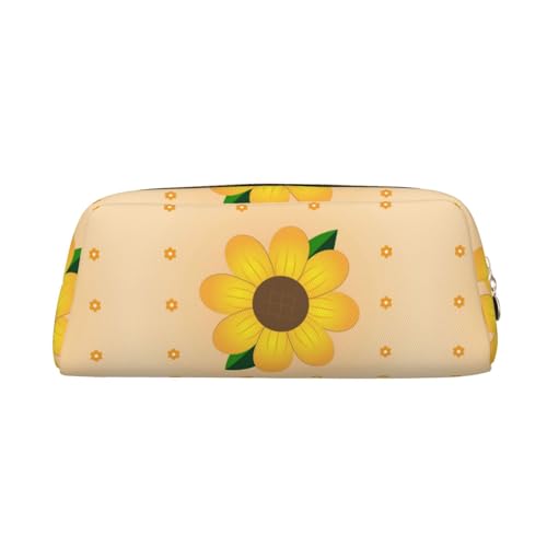 Romuka Golden Sunflower Exquisite Leder Federmäppchen - Modische Kleine Tasche Multifunktionale Schreibwaren Tasche Metall Reißverschluss Dreidimensionale Federmäppchen, gold, Einheitsgröße, von Romuka