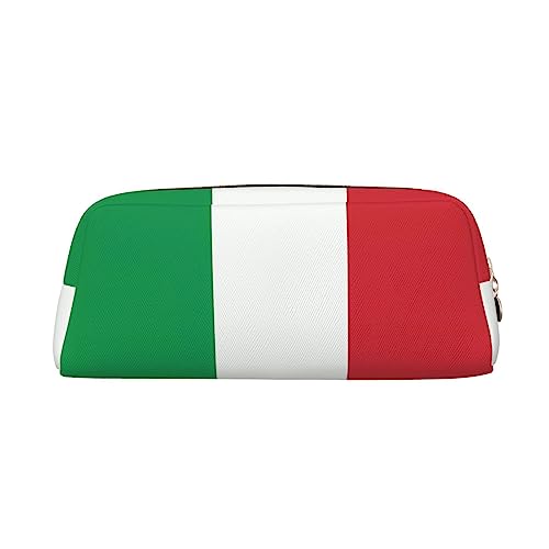 Romuka Italien-Flagge Exquisite Leder Federmäppchen - Modische Kleine Tasche Multifunktionale Schreibwaren Tasche Metall Reißverschluss Dreidimensionale Federmäppchen, gold, Einheitsgröße, von Romuka