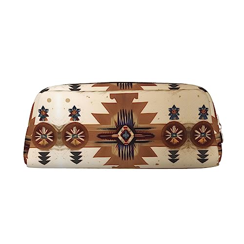 Romuka Native American Patterns Exquisite Leder Federmäppchen - Modische Kleine Tasche Multifunktionale Schreibwaren Tasche Metall Reißverschluss Dreidimensionale Federmäppchen, gold, Einheitsgröße, von Romuka