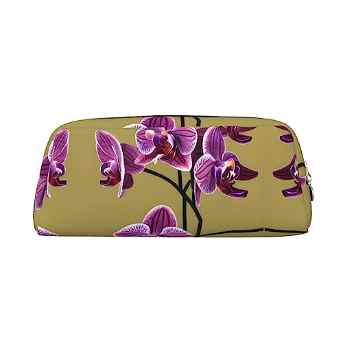 Romuka Schöne Orchideen Exquisite Leder Federmäppchen - Modische Kleine Tasche Multifunktionale Schreibwaren Tasche Metall Reißverschluss Dreidimensionale Federmäppchen, gold, Einheitsgröße, von Romuka