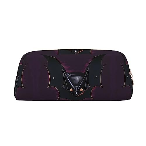 Romuka Schwarze Ghost Fledermaus Exquisite Leder Federmäppchen - Modische Kleine Tasche Multifunktionale Schreibwaren Tasche Metall Reißverschluss Dreidimensionale Federmäppchen, gold, Einheitsgröße, von Romuka