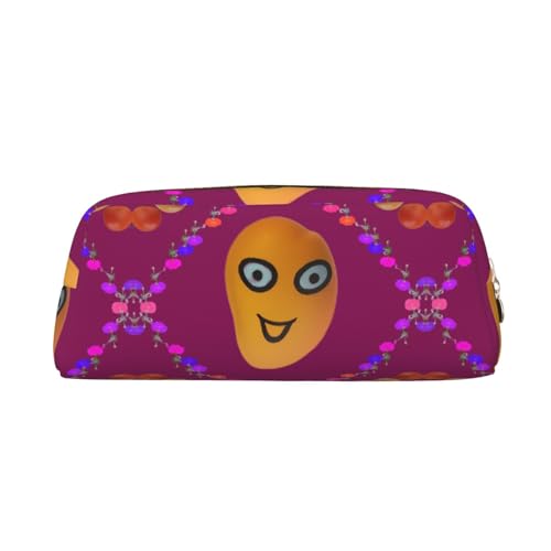 Romuka Smiley Mango Exquisite Leder Federmäppchen - Modische Kleine Tasche Multifunktionale Schreibwaren Tasche Metall Reißverschluss Dreidimensionale Federmäppchen, gold, Einheitsgröße, von Romuka