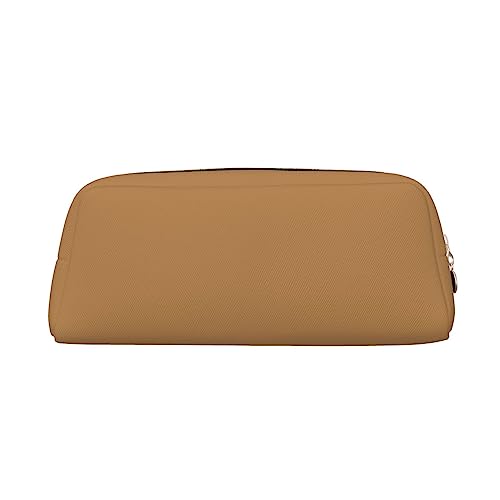 Romuka Solide Farbe Braun Exquisite Leder Federmäppchen - Modische Kleine Tasche Multifunktionale Schreibwaren Tasche Metall Reißverschluss Dreidimensionale Federmäppchen, gold, Einheitsgröße, von Romuka