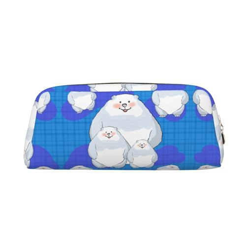 Romuka White Bear Family Exquisite Leder Federmäppchen - Modische Kleine Tasche Multifunktionale Schreibwaren Tasche Metall Reißverschluss Dreidimensionale Federmäppchen, gold, Einheitsgröße, von Romuka