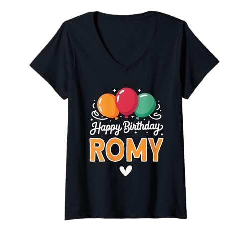 Damen Alles Gute zum Geburtstag Spruch Romy T-Shirt mit V-Ausschnitt Damen Alles Gute zum Geburtstag Spruch Romy T-Shirt mit V-Ausschnitt von Romy Name Spruch für Geburtstag