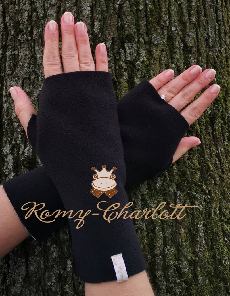 Kuschelige Damen Stulpen, Handschuhe, Armstulpen Für Aus Double Fleece Farbe Schwarz von RomyCharlott