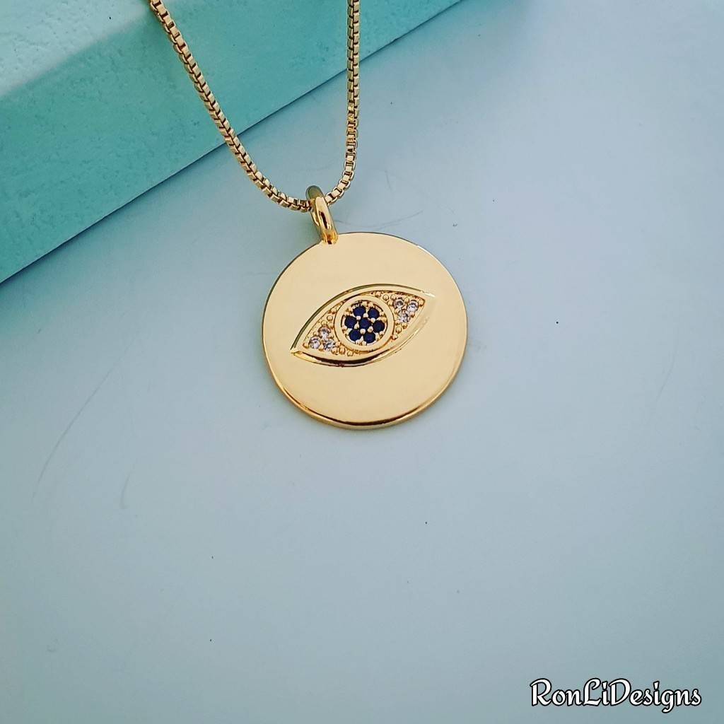 Evil Eye Schutz Halskette Anhänger Und Kette von RonLiDesigns