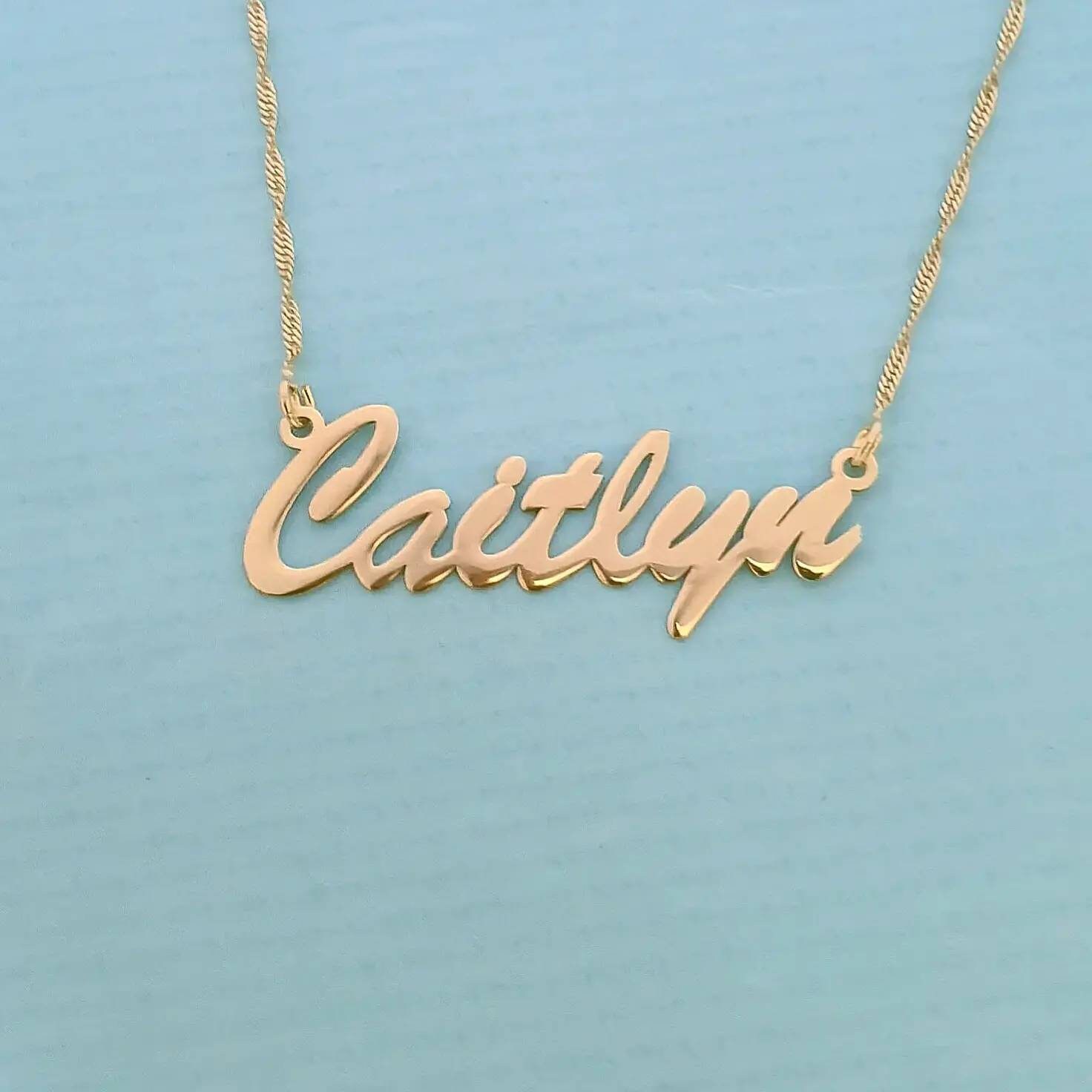 Gold Izzy Style Halskette Order Any Name Echtes 14K Namensschild Und Kette von RonLiDesigns