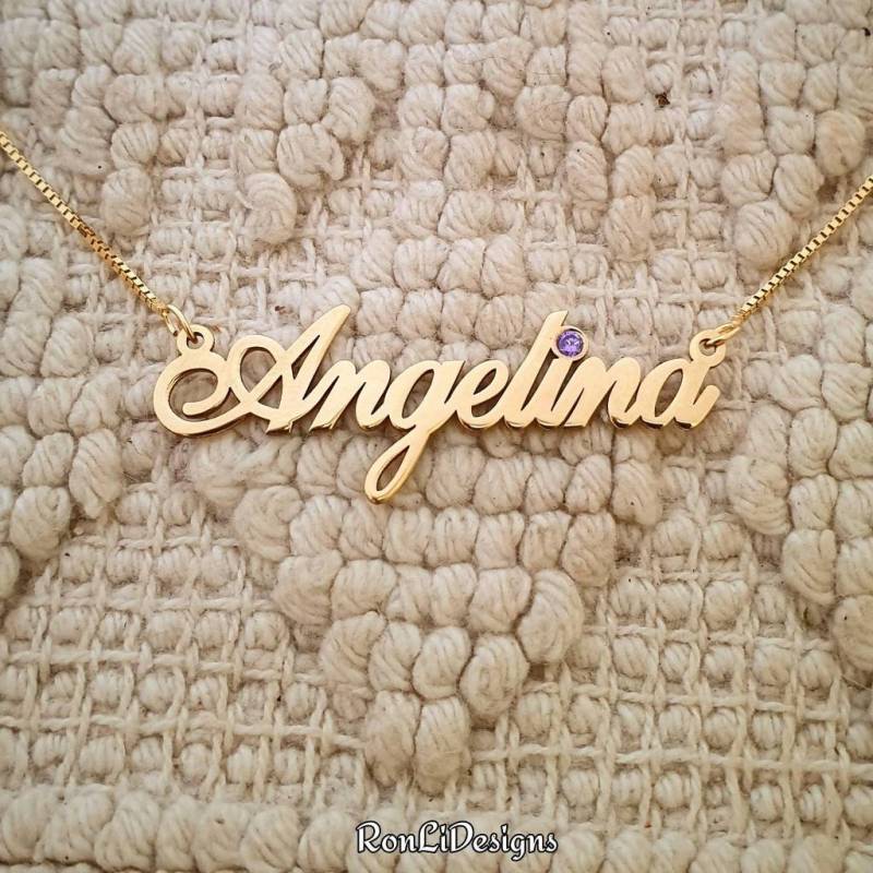 Script Name Halskette Echt Solid 14K Gold Order Any Name Upgrade Qualität Namensschild Und Kette von RonLiDesigns