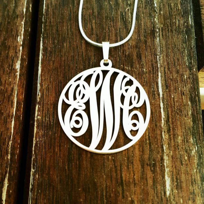 sterling Silber Monogramm Anhänger Personalisierter Schmuck Mit Anhänger von RonLiDesigns