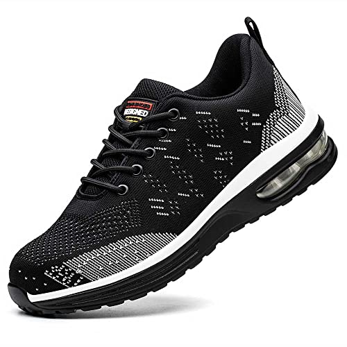 Rona Shoes Sicherheitsschuhe Arbeitsschuhe Stahlkappenschuhe Leichte Bequeme Sportliche Arbeitsschutzschuhe Herren Damen Alpha Black EU 42 von Rona Shoes