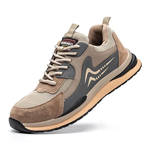 Rona Shoes Sicherheitsschuhe Arbeitsschuhe Stahlkappenschuhe Leichte Bequeme Sportliche Arbeitsschutzschuhe Herren Damen Beta Brown EU 37 von Rona Shoes