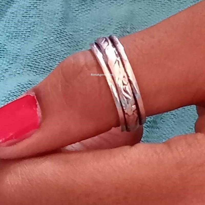 925 Sterling Silber Spinner Ring, Fidget Ringe, Spinning Daumen Meditation Handgemachter Silberring, Bandring, Boho Ringe von Ronakgemstone