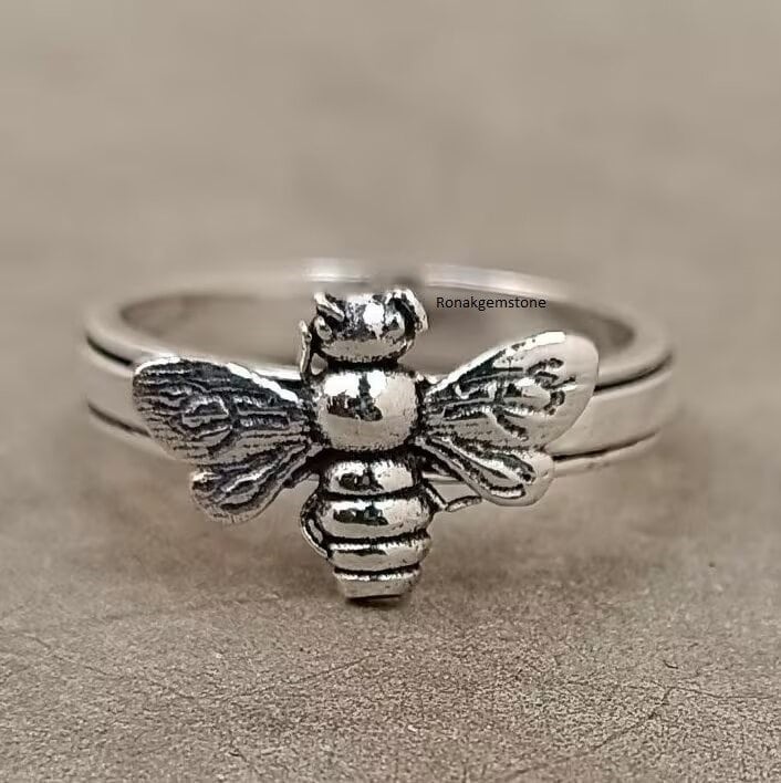 Honigbiene Spinner Ring Geschenk in 925 Sterling Silber, Freundschaftsring, Handgemachter Ring, Konzentrationsring, Fidget von Ronakgemstone