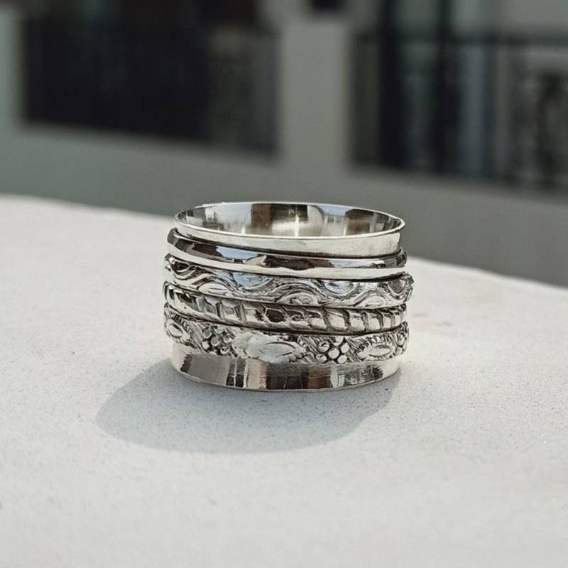 Spinner Ring, Sterling Silber Fidget Spinning Meditation Bandring, Boho Ringe 22 von Ronakgemstone