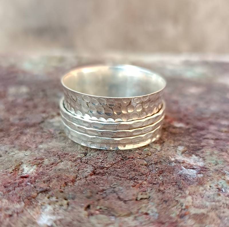 Spinner Ring, Sterling Silber Fidget Spinning Meditation Bandring, Boho Ringe 7 von Ronakgemstone